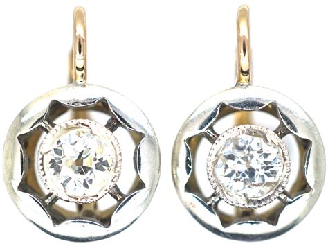 Art Deco Ct Gold Platinum Diamond Earrings P The Antique