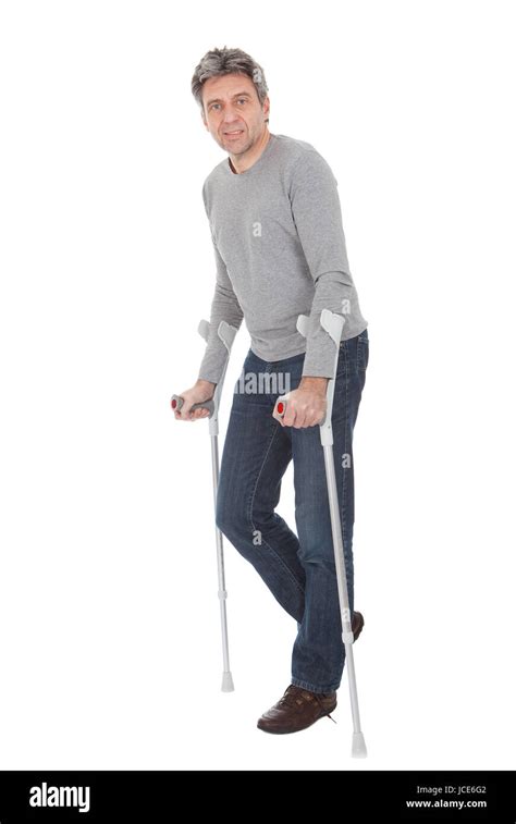Old Man On Crutches Cut Out Stock Images And Pictures Alamy