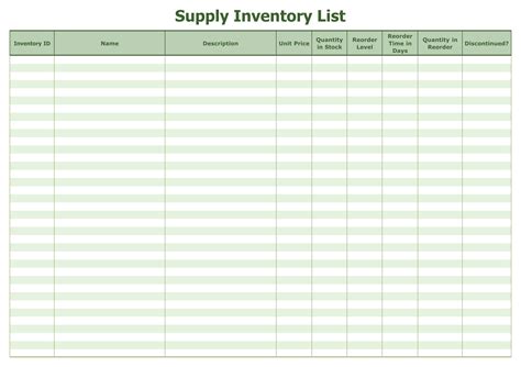 Printable Inventory Sheets