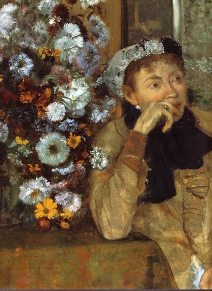 Edgar Degas Woman Seated Beside A Vase Of Flowers Detail 1865