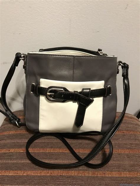 TIGNANELLO Pebble Leather Crossbody Shoulder Bag Purse Grey Black