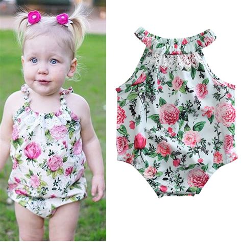Summer Floral Infant Romper Newborn Girls Onepiece Cotton Sleeveless