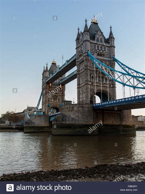 Tower Bridge And The City Of London Skyline Early Morning 2015 Stock