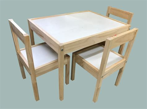 This sturdy wood kids 3 piece writing table and chair set will fit with any home décor. Uhuru Furniture & Collectibles: Child Size Table and 2 ...