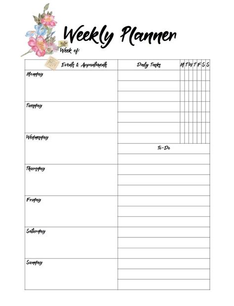 Monday To Friday Weekly Planner In 2020 Weekly Planner Free Printable