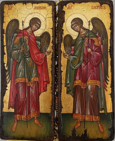 Archangels Michael And Gabriel Icons Matching Set Novgorod