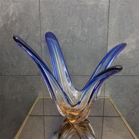 Murano Abstract Blue Glass Table Sculpture 103166