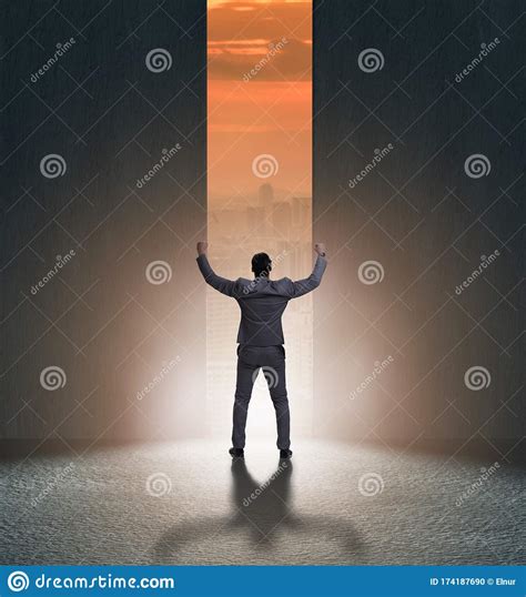 Businessman Walking Towards His Ambition Stock Photo Image Of Exit