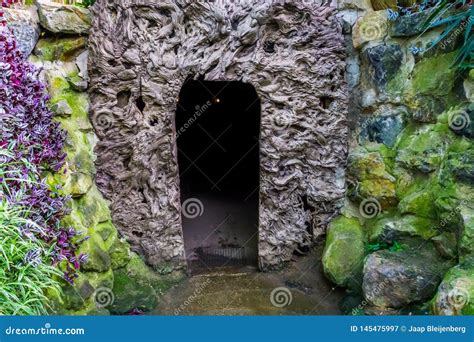 Entrance Of A Very Dark Cave Halloween Haunted Den Concept Scary
