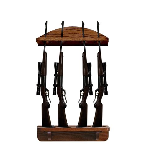 Gun Rack 4 Gun Solid Oak Wall Display For Rifles And Shotguns Etsy