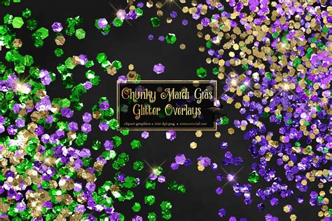 Chunky Mardi Gras Glitter Overlays Illustrations Creative Market