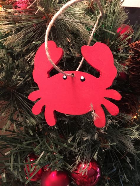 Crab Ornament Wooden Crab Crab Christmas Ornament Handmade Ornament