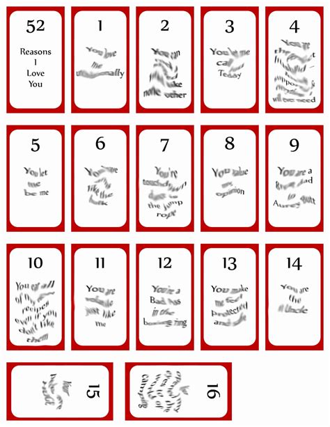52 Reasons Why I Love You Cards Printable Templates Free Pertaining To