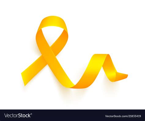 Realistic Gold Ribbon World Childhood Cancer Vector Image