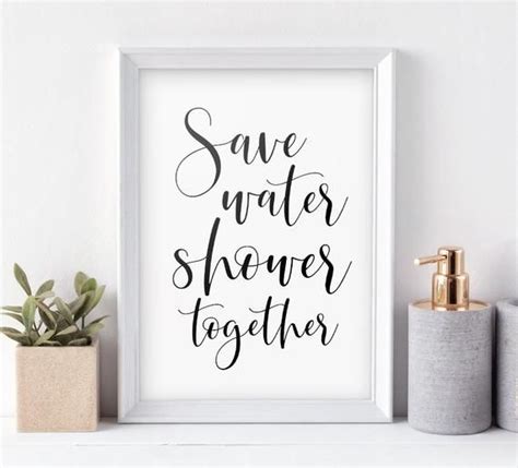 Save Water Shower Together Printable Art Bathroom Quote Prints