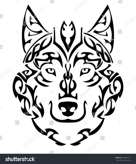 Beautiful Wolf Tattoovector Wolfs Head Design Stock Vector Royalty