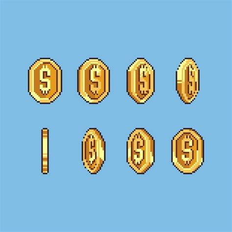 Pixel Art Golden Coin Vector Art Coins Clip Art Animation Graphic