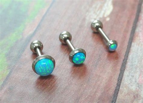 Turquoise Blue Fire Opal Stud Cartilage Earring Tragus Helix