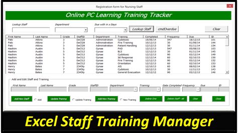 This template is a microsoft excel document that you can use and modify to best suits your needs. Staff Training Manager Database - Excel Userform - Online ...