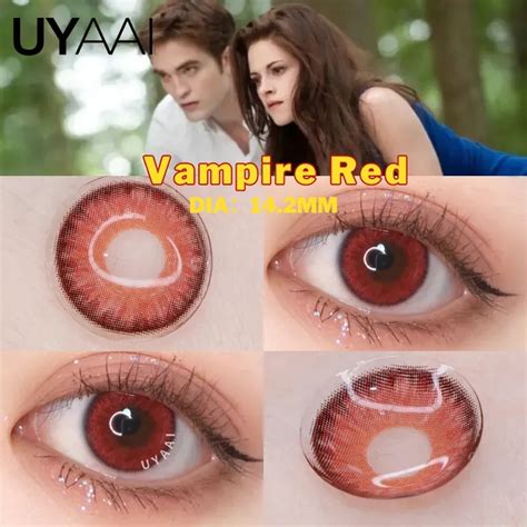 Uyaai Color Lens Eyes 2pcs Vampire Red Contacts Natural Brown Blue