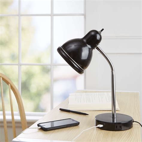 Hotel and guest room lamps hotel lamps with outlets. Mainstays USB Desk Lamp, Black Finish with Chrome ...