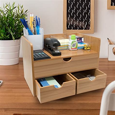 Is great for holding essential items you want handy. Sorbus 3-Tier Bamboo Shelf Organizer for Desk with Drawers ...