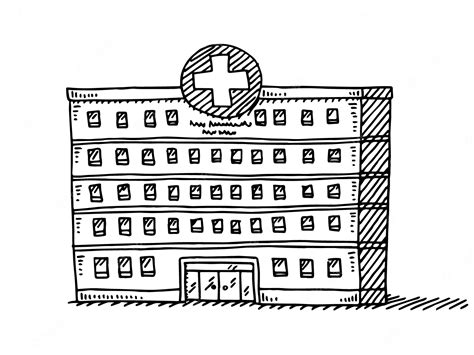 Dibujo Vectorial Dibujado A Mano De Un Edificio Del Hospital Boceto En