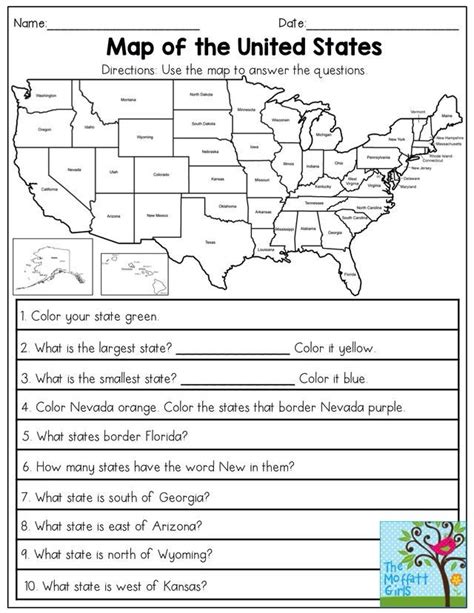 Free Us Map Elementary Worksheet Social Studies Worksheets 3rd Grade