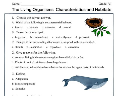 Download Free Living Organisms And Their Surroundings Worksheet For Class 6