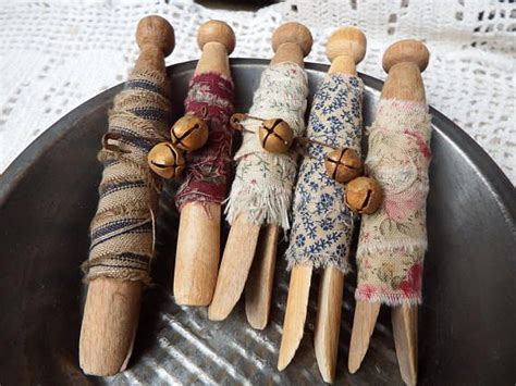 Lace Wrapped Clothespins Vintage Clothes Pegs Prim Shabby Chic