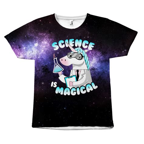science is magical unicorn all over printed t shirt top christmas toys magical unicorn prints
