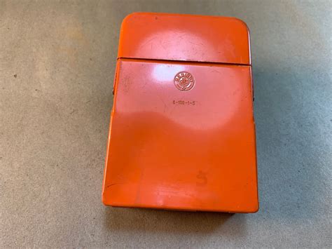 Resisto Vintage Metal Box Orange File Card Recipe Made In Italy Free