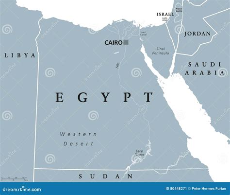 Egypt Political Map With Capital Cairo Stock Vector Illustration Of