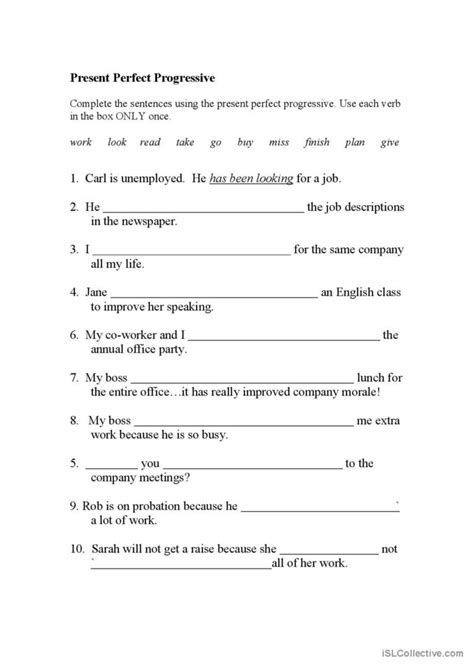 Present Perfect Progressive English ESL Worksheets Pdf Doc