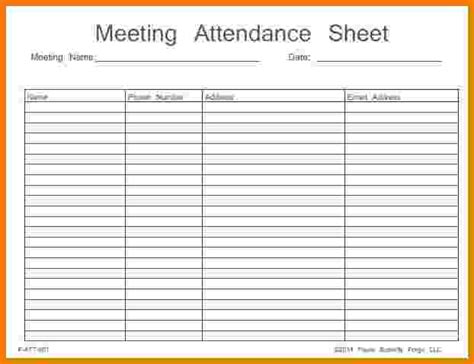 Printable Aa Meeting Attendance Sheet Pdf Printable W
