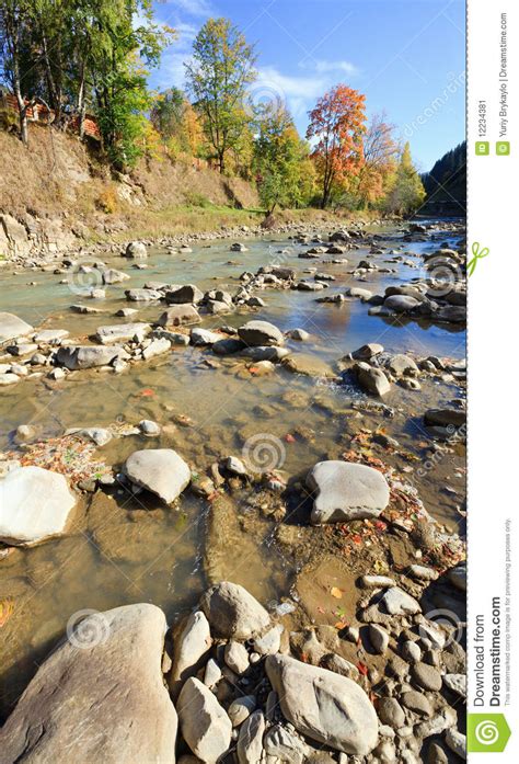 Autumn Mountain Stony River Stock Image Image Of Fall Hill 12234381