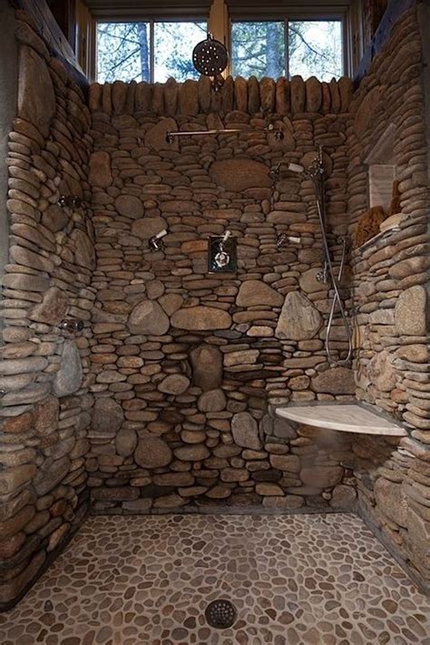 20 Incredible Curbless Shower Ideas For House Rustic Bathroom