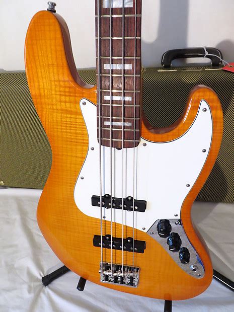 Fender Usa Select Series Jazz Bass Flame Maple Top 2012 Amber Reverb