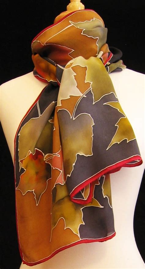 Hellenne Vermillion Art Fall Maple Leaves Silk Scarf