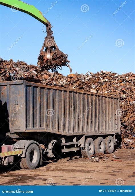 Truck Loading With Metal Scrap Stock Image Image Of Hydraulic Broken