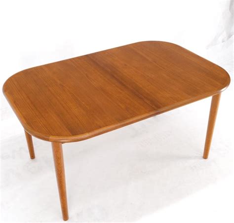 Danish Teak Rounded Corners Rectangle Dining Table One Hide Away Board