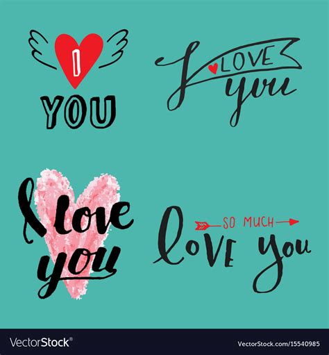 I Love You Text Overlays Hand Drawn Royalty Free Vector