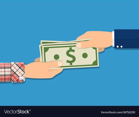 Human Hand Giving Money To Other Hand Royalty Free Vector