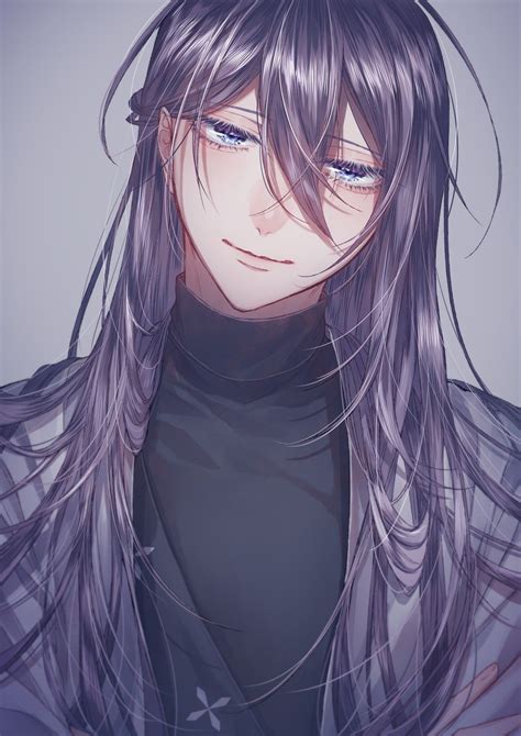 Anime Guy With Long Purple Hair Long Hair