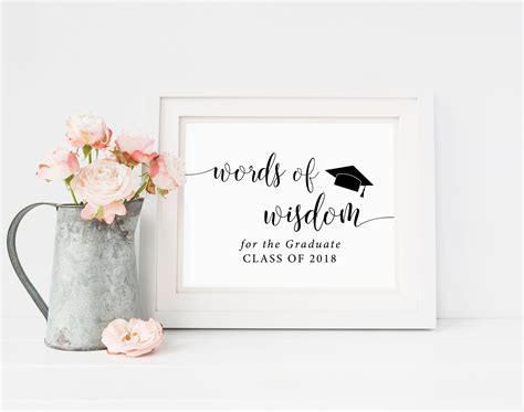 Words Of Wisdom For Graduate Sign Printable Class Of 2020 Graduation