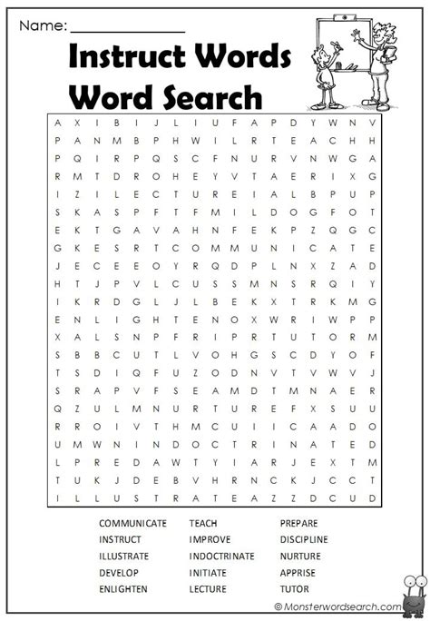 Instruct Words Word Search Monster Word Search