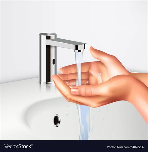 Water Faucet With Washing Hands Royalty Free Vector Image