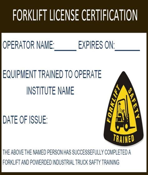 15forklift Certification Card Template For Training Providers