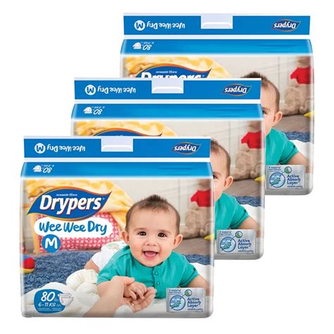 The brand makes fragrance free and hypoallergenic diapers with an additional gentle dry layer. Drypers Wee Wee DRY size M (6-11kg)