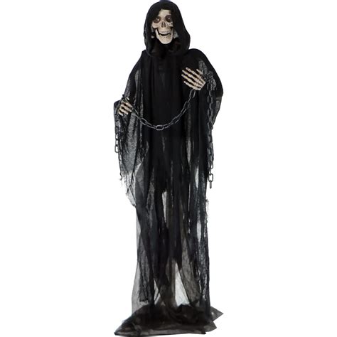 Haunted Hill Farm Life Size Animated Grim Reaper Prop With Chain And